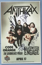 Anthrax signed, autographed concert poster Joey Belladonna, Frank Bello, +2