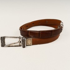 Brighton Leather Twist Belt Brown Croc Womens Sz S / 27 Silver Buckle Fits 27
