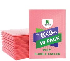 Water Resistant Bubble Envelope Mailers 10 Pack 6 inch x 9 #0 6"x9", Pink