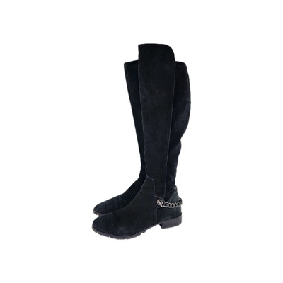 Karl Lagerfeld Paris Shay Chain-Trim Suede Knee-High Boots US 10 M Chain Harness