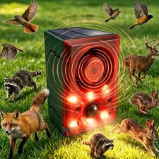 Solar Outdoor Motion Sensor Alarm-Dog Barking or Gunshot Sound, Voice Recording