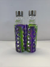 Lot Of 2 ALANI NU MARBLE COLORS SILICONE SLEEVE Glass Water Bottle 20 oz