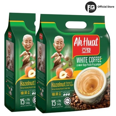 3 x Ah Huat Hazelnut & Sugar Cane White Coffee 4 In 1 Premium Original Aroma