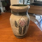 Antique Arts & Crafts Roseville Large Tan Mostique Vase Shape Floral c. 1916