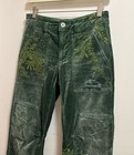 ANTHRO Pilcro Wanderer Green Velvet Embrdrd Floral Stars Distressed Pants EUC 25 — photo 6