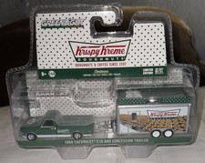 GreenLight Krispy Kreme Green 1968 Chevrolet C10 Hitch Tow Trailer 1:64