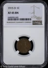 1915-D 1C Lincoln Wheat Cent NGC XF 45 BN