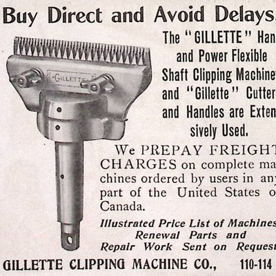 1894 Gillette Hand & Power Flexible Clipping Machines  3.5''H Print Ad
