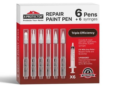 Touch Up Paint Pen Kit - 6 Fillable Pens with 3 Types of Brushes - Premium Pe...