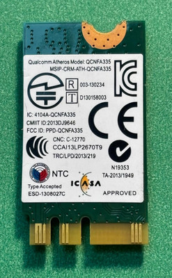  Qualcomm Atheros Wireless Bluetooth WIFI WLAN CARD , QCNFA335 , DW1707 *TESTED