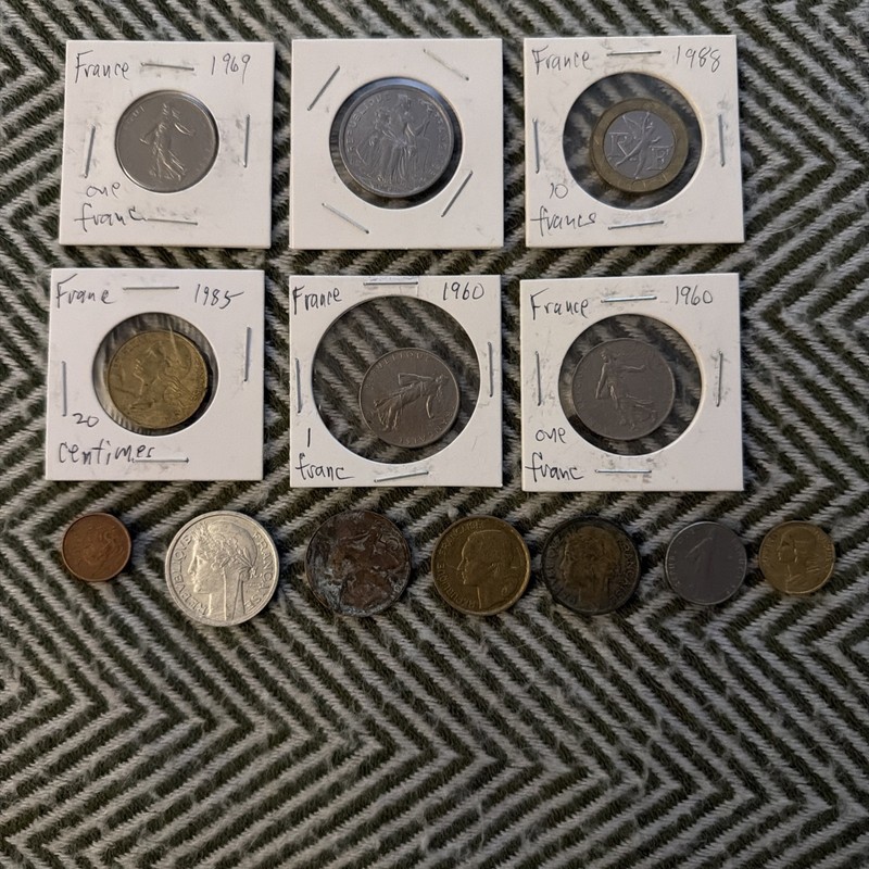 French Coin Lot - 14 Coins - 1943 To Present