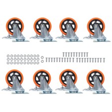 8 Pcs 4 In Heavy Duty Swivel Caster Wheels With Brake And Swivel Locking 4400Lbs