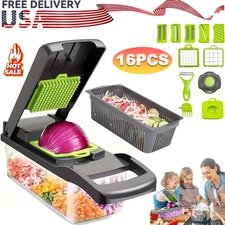 16-In-1 Vegetable Fruit Chopper Cutter Food Onion Veggie Dicer Slicer Kitchen