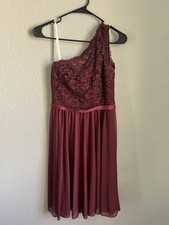 Burgundy David s Bridal Short One Shoulder Fo...