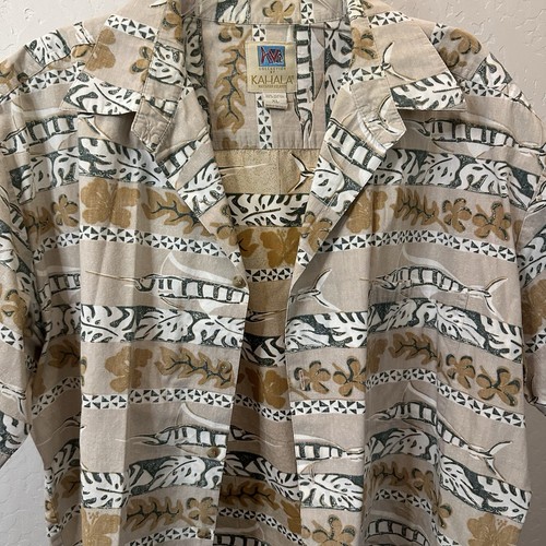 Kahala Hawaii Kurzarm Hemd Herren XL Polynesian Design Made In Hawaii - Bild 3 von 8