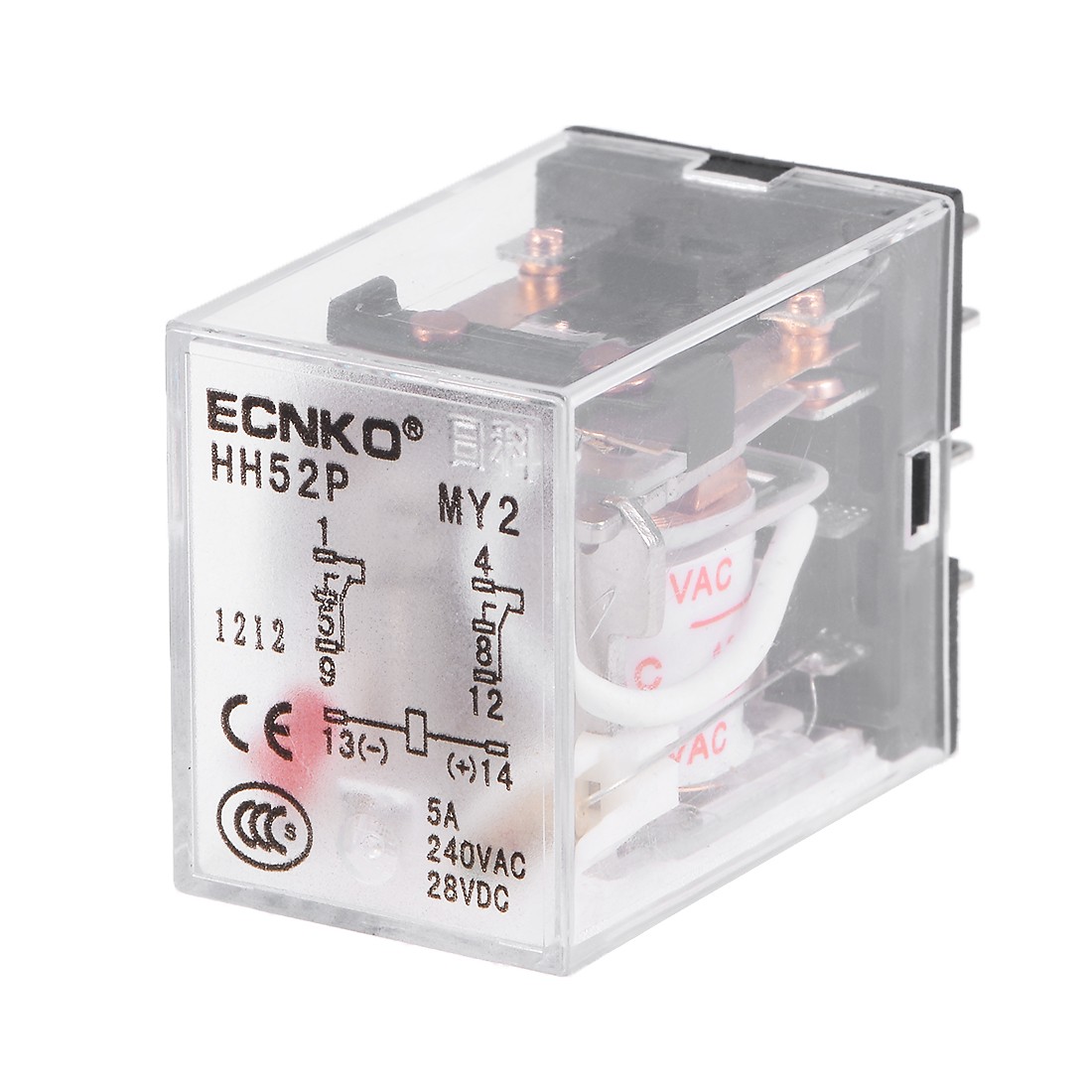 HH52P AC 12V Coil DPDT 8 Pins Electromagnetic Power Relay with socket