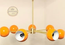 Four-Light Linear Brass Chandelier | Mid-Century Modern | Handmade home decor