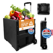 Inspired Living Collapsible Ultra-Slim Pack-N-Roll,2 Wheel Utility Cart w/Lid us