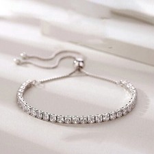 8Ct Round Cut Lab Created Diamond Bolo Tennis Bracelet 14K White Gold Plated
