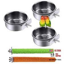 Stainless Steel Food Bowls for Birds,Bird Feeding  3 PCS    S:3.9x1.6 Inches  