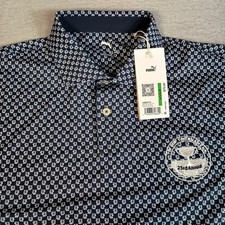 Puma Men's L MATTR Geometric AOP Golf Performance "Tin Cup Embroidered" Polo NWT