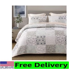 Luxury Lightweight Queen Size Quilt Set - Elegant Patchwork All Season Bedding