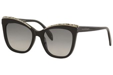 Alexander McQueen Women's AM0182S AM/0182/S 002 Black Cat Eye Sunglasses 55mm