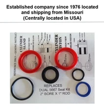 DUAL 5667 Lift Cylinder Replacement Seal Kit for some 105 Loaders 2" bore/1" Rod