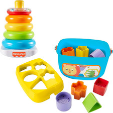 Classic Toys Bundle with Baby  S First Blocks Set and Rock-A-Stack Ring Stacking