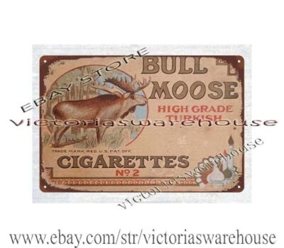 moose cigarettes Bull Moose Cigarettes metal tin sign restaurant wall decor pub wall decor