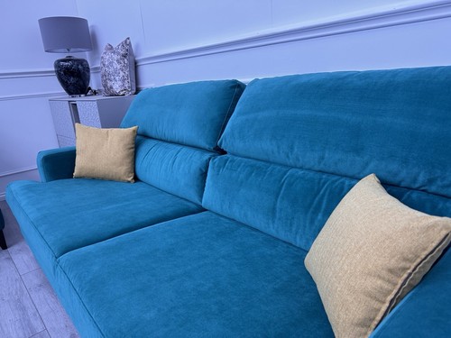 Furniture Village Lounge Co Romilly 4+4 Seater Sofas Teal Velvet Fabric - Picture 18 of 18