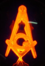 RARE, MADE FOR EXPORT, E12 BASE, AEROLUX "MASONIC SYMBOL" GLOWLAMP, WORKS!