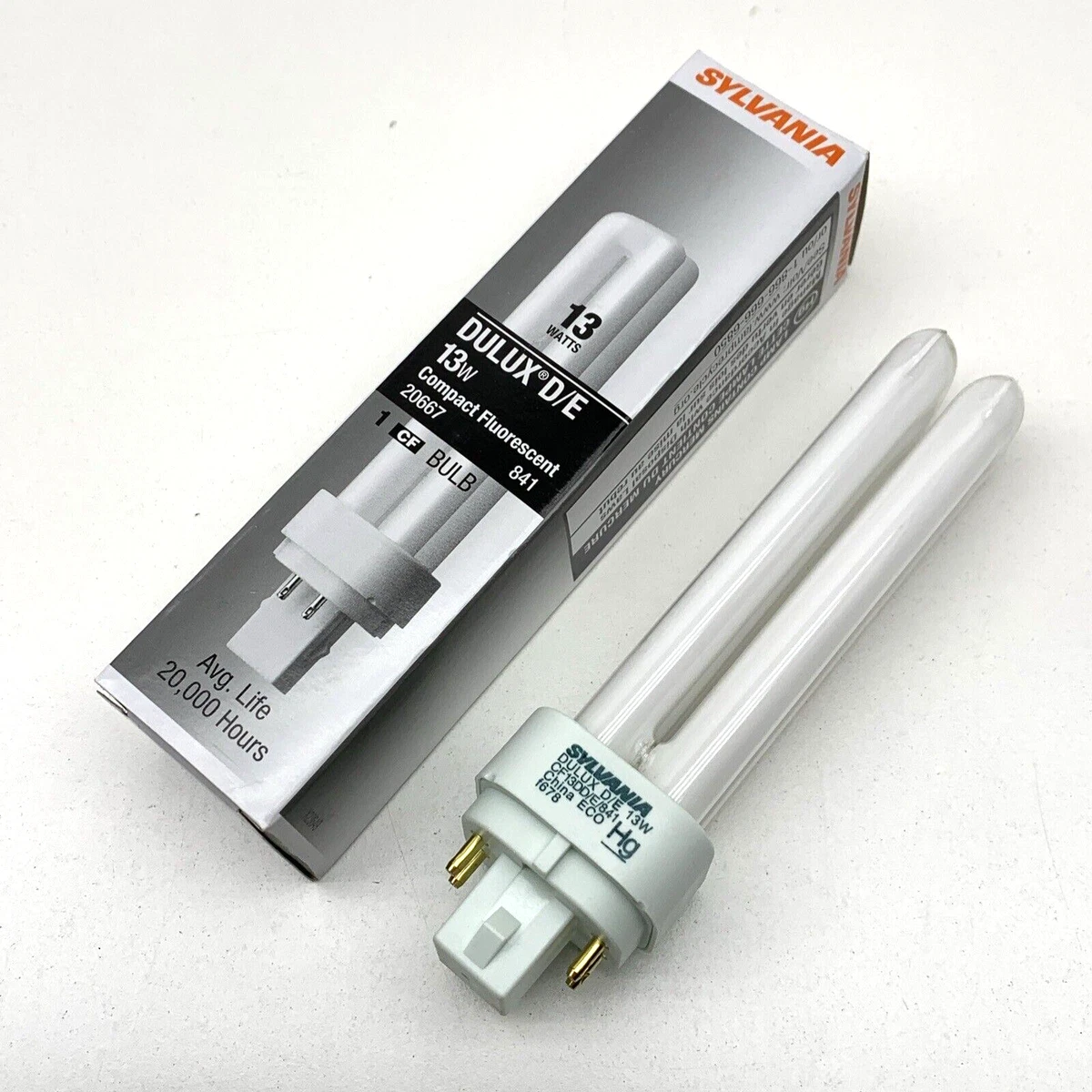 Sylvania 21134 12-Pack 13W Single Tube CFL Bulb – 4100K Cool White, 800 Lumens, GX23 Base, 10,000 Hour Life