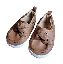 Old Navy Baby Faux Leather Brown Boat Shoes Slip on Loafers 0-6 Months