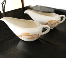 Vintage HOMER LAUGHLIN Golden Wheat Creamer and Open Sauce/Gray Boat