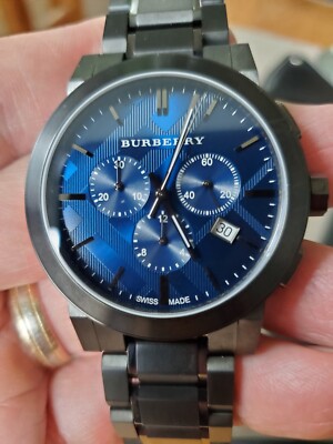 BURBERRY 腕時計 BU9365 クロノグラフ ダークグレー×ブルー