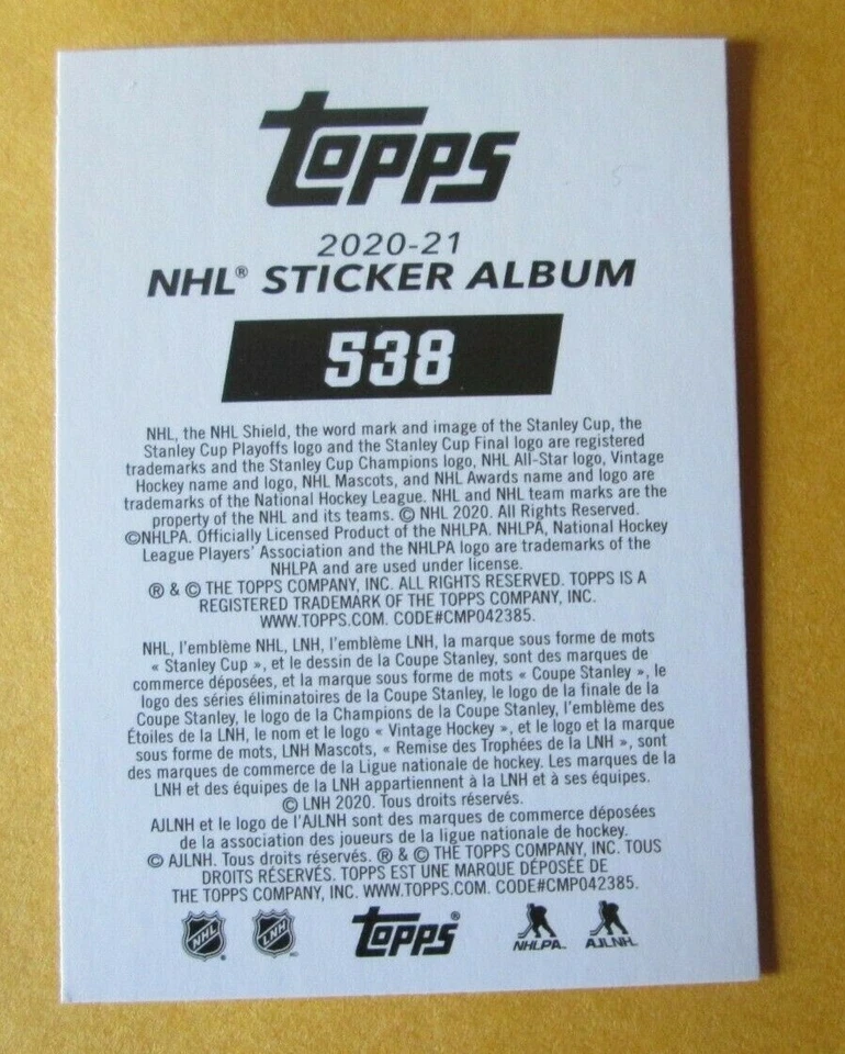 2020-21 Topps NHL Hockey Sticker FOIL ILYA SAMSONOV #538 ROOKIE DEBUT WASHINGTON - Image 4 of 4