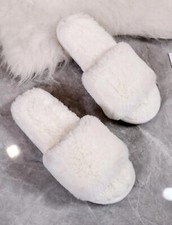 Women's Plush House Slippers Soft Sole Open Toe Comfortable Size 8 - 8.5