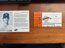 Dave Dravecky Padres His Fan Tribute Night Sept 20 1991 card + game ticket RARE