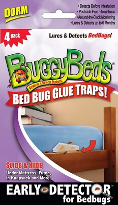 Bed Bug Trap - BuggyBeds Dorm Glue Traps (Pack of 4) - Detect Before Infestation