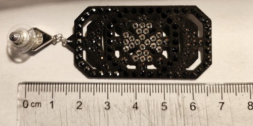 Swarovski Belle Geometric Black Pierced Earrings - Picture 7 of 7