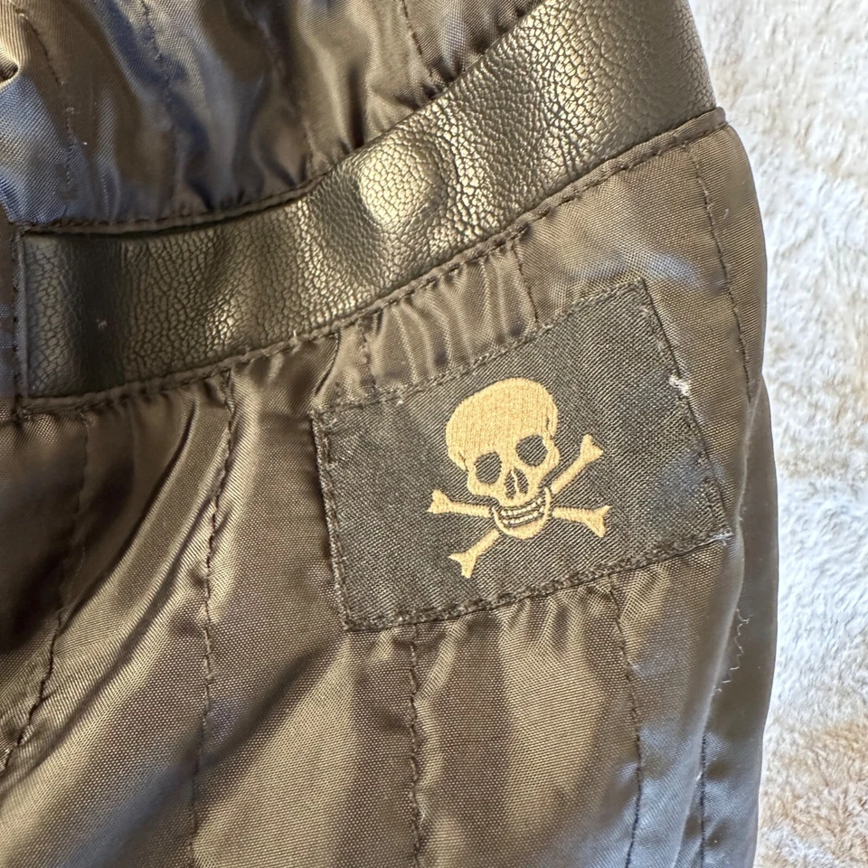 Wilsons Cycle Faux Leather Jacket Mens Medium Skull Patch FLAW Motorcycle - Image 4 of 4