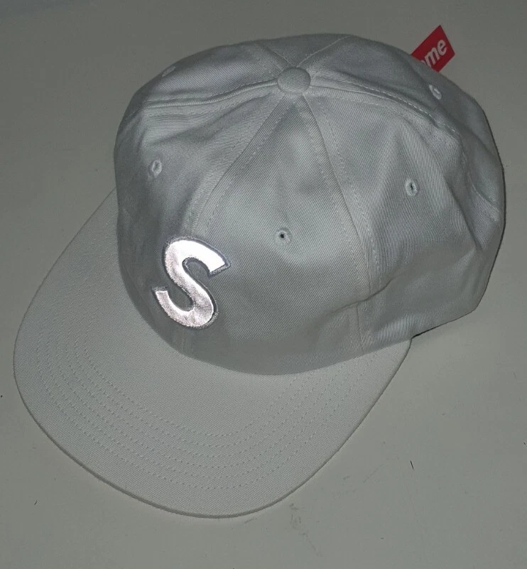 SS16 Supreme S Logo Reflective logo 6 Panel cap white hat New With Tag