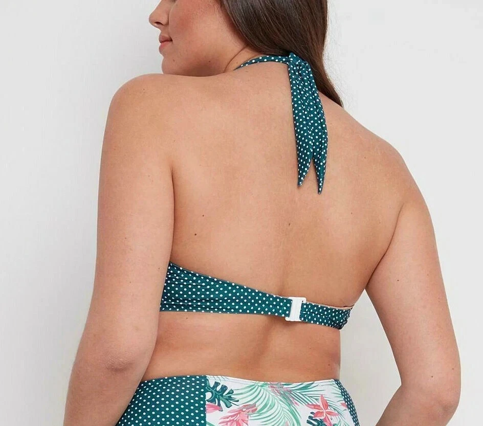 Joe Browns Bikini Top Size UK 34C Halter Blue Tropical - Image 3 of 3
