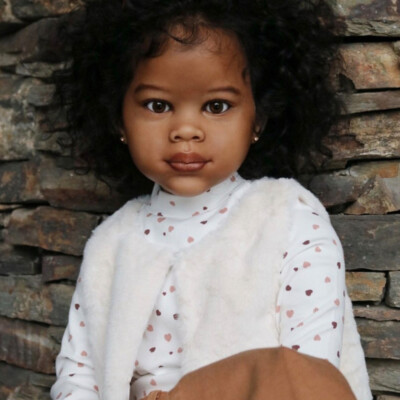 Black Skin 46'' Unfinished Reborn Doll Kit Toddler Girl Curly Hair Cloth Body Toy
