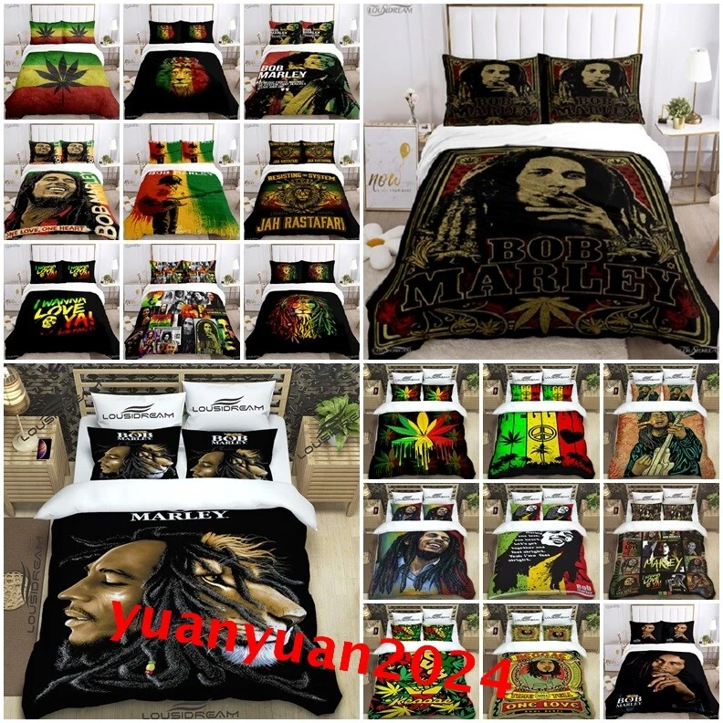 Bob Marley Reggage Quilt Duvet Cover Pillowcase Single Double King Bedding Set