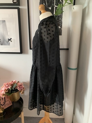 BNWT H&M Black sheer polkadot spotty loose babydoll oversized skater dress - Picture 6 of 10