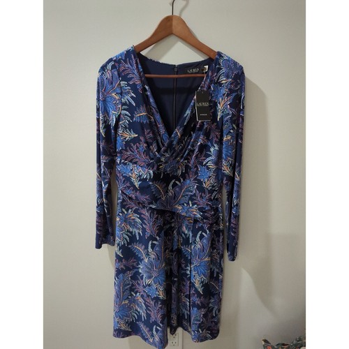 Lauren Ralph Lauren Blue Floral Long Sleeve Dress NWT - Picture 2 of 4