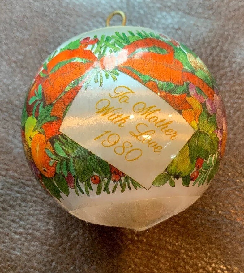Vintage 1980 Christmas Ornament To Mother With Love Satin Ball