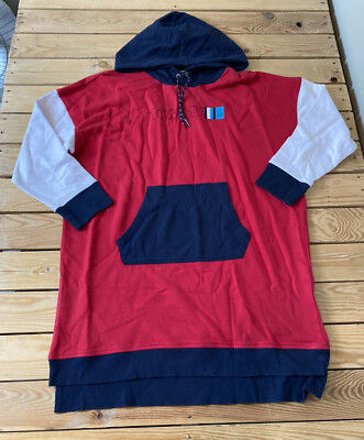 Tommy Jeans men s hooded pullover sweatshirt size XL Tall red blue white O4